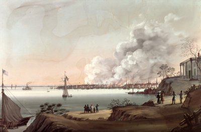 View of New York after The Great Fire Taken from Brooklyn by Nicolino Calyo